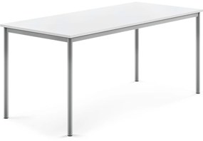 Stôl SONITUS, 1800x800x760 mm, HPL - biela, strieborná