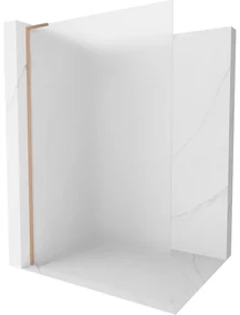 Mexen Kioto L, sprchová zástena Walk-In 120 x 200 cm, 8mm sklo námraza, medený matný profil, 800-120-103-65-30