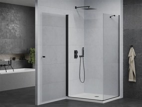 Mexen Pretoria, sprchovací kút 100 x120 (stena) cm, 6mm číre sklo, čierny profil + biela sprchová vanička, 852-100-120-70-00-4010B