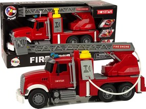 LEAN Toys Hasičské auto červené so striekaním vody, zvukmi a svetlami