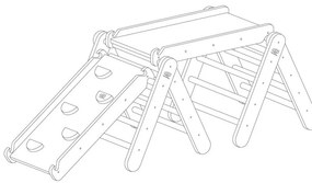 Sivý/v prírodnej farbe pikler trojuholník z borovicového dreva 265x61x60 cm Montessori – Meowbaby