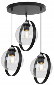 Závesné svietidlo Haga Ring, 3x transparentné sklenené tienidlo (výber z 3 farieb uchytenia), o