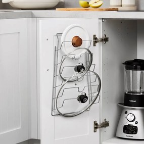 Goodhome Držiak, stojan na pokrievky - 6 pozícií, na dvierka, nerezový, LID