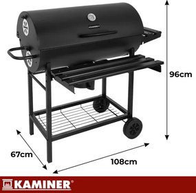 Veľký záhradný gril na drevené uhlie s poklopom a teplomerom