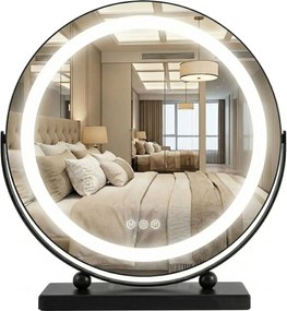 Rea MAKE-UP, kozmetické LED zrkadlo 40 cm v čiernom ráme na postavenie, HOM-12020