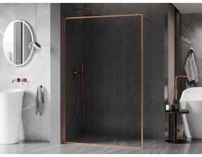 Mexen Kioto-F, sprchová zástena s rámom 140 x 202 cm, 8 mm číre sklo, profil medená matná, 800-140-104-65-00
