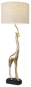 Zlatá stolná lampa so žirafou a béžovým tienidlom - Ø 30 * 85 cm / E27