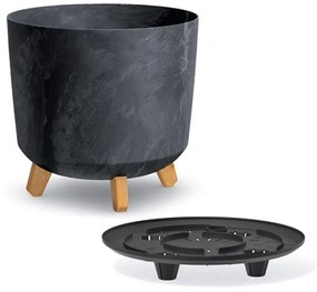 Kvetináč UH o298 mm GRACIA TUBUS BETON EFFECT antracit výška 285 mm