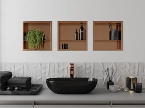 Mexen X-Wall-R, polica na zapustenie s prírubou  30 x 30 cm, medená matná - 19C0303010S