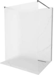 Mexen Kioto, sprchová zástena Walk-In 130 x 200 cm, 8mm sklo námraza, grafitový profil, 800-130-002-95-30