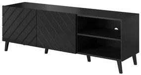 Elegantný TV stolík ABETO 150, čierna - vysoký lesk