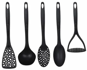 5-dielna sada kuchynského náčinia Nylon, čierna