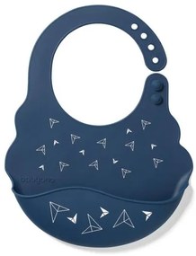BABY ONO Nastaviteľný silikónový podbradník s kapsičkou Baby Ono tmavomodrý