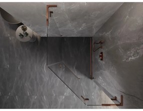 Mexen Lunar, L päťuholníkový sprchový kút s pravým sklonom 80 x 100 cm, 8mm číre sklo, profil ružové zlato, 831L-080P-100L-60-00-P