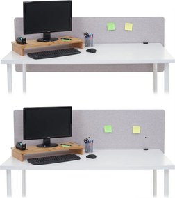 Akustický panel na stôl HWC-G75 - dvojstenná látka/textil - 60x160cm - sivá