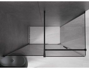 Mexen Velar, sprchový kút s posuvnými dverami 160 x 75 cm, 8mm šedé sklo, čierna matná, 871-160-075-41-70