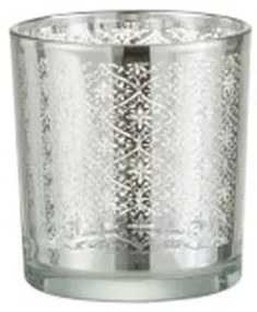 Sklenený svietnik so strieborným ornamentom Oriental silver -Ø 7*8cm