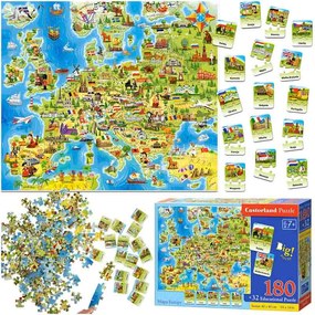 KIK KX4796 CASTORLAND Vzdělávací puzzle mapa Evropy AKCE