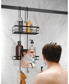 Matne čierna závesná oceľová kúpeľňová polička Lava – Metaltex