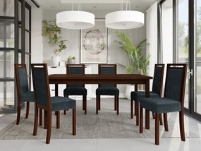 Rozkladací jedálenský stôl so 6 stoličkami AL03, Morenie: Orech - L, Poťahové látky: Zetta 300 Mirjan24 5903211266621
