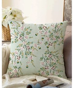 Zelená obliečka na vankúš s prímesou bavlny Minimalist Cushion Covers Bloom, 55 x 55 cm