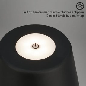 Brilo - LED Stmievateľná nabíjacia vonkajšia stolná lampa LED/3,5W/5V IP44 čierna