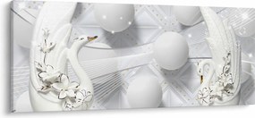 Obraz - Zlatá labuť na vode (120x50 cm)