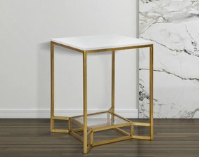 Odkladací stolík Dvojitý 47 cm zlatý/mramor