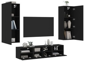 5-dielne TV nástenné skrinky čierne kompozitné drevo 3216540