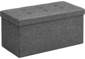 SONGMICS Taburetka 80 L, lavica s úložným priestorom, nosnosť do 300 kg, tmavosivá