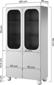 Štvordverová vitrína Sonatia II 100 cm - burgund