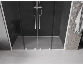 Mexen Velar L Duo, posuvné sprchové dvere do otvoru 200 cm, 8mm šedé sklo, biela matná, 871-200-003-42-20