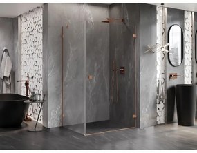 Mexen Lunar-B, pravostranný výklopný sprchový kút 95 x 90 cm, 8mm číre sklo, profil medená matná, 832-095-090-65-00-P