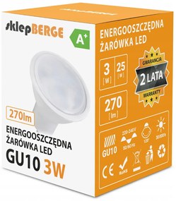 BERGE LED žiarovka - GU10 - 3W - 240l - teplá biela