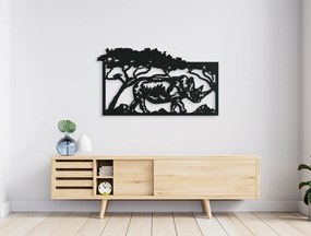 drevko Drevený obraz Nosorožec v savane Rozmer obrazu: 25 x 44,5 cm, Farba dekorácie: Čierna
