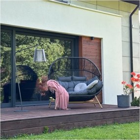 MI Dvojité ratanové kreslo HOLAND čierne