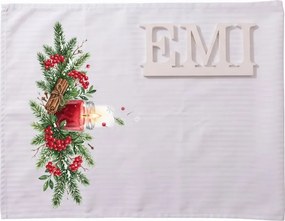 Obrus damaškový Winter Cranberry 35x180 cm EMI