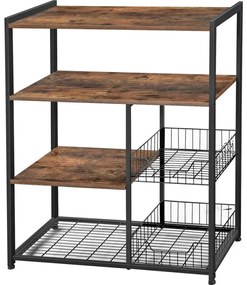 Policový regál do kuchyne MARGE hnedá/čierna