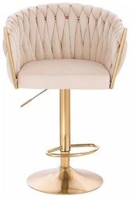 LuxuryForm DESIGN Barová stolička NORDEN VELUR na zlatom tanieri - krémová