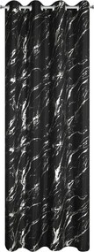 Dekorstudio Hotový záves LANI na dekoračných krúžkoch 140x250 cm - čierny so striebornou potlačou