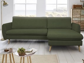 Rohová sedačka Salma, tmavo zelená látka, univerzálna pravá/ľavá