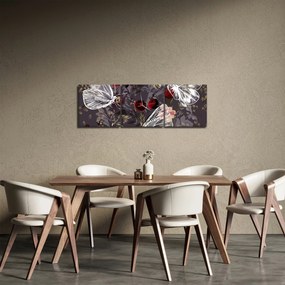 Obraz motýľov (s hodinami) (90x30 cm)
