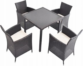 Garden Line SÚPRAVA RATANOVÉHO NÁBYTKU (STÔL + 4 STOLIČKY) HNEDÁ + BEŽOVÁ. POD. *1708