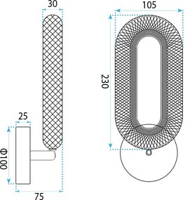 Toolight Toolight, LED nástenné svietidlo 7W, 500lm, 4000K, G171-W, zlatá lesklá, OSW-07815