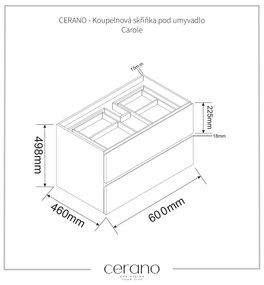 CERANO - Kúpeľňová skrinka pod umývadlo Carole - prírodná - 60x49,8x46 cm