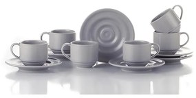 Sivé šálky v súprave 12 ks na espresso 75 ml – Kütahya Porselen