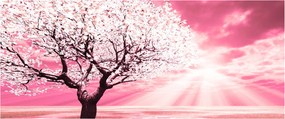 Ružový obraz stromu (120x50 cm)