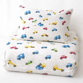 Mušelínové obliečky Autičko - Detský set 130x90cm + 65x45cm