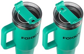 Foxigy Termohrnček do auta so slamkou 1200 ml Azure Blue