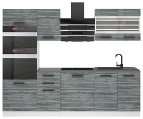 Kuchynská linka Belini Premium Full Version 240 cm šedý antracit Glamour Wood s pracovnou doskou  TRACY